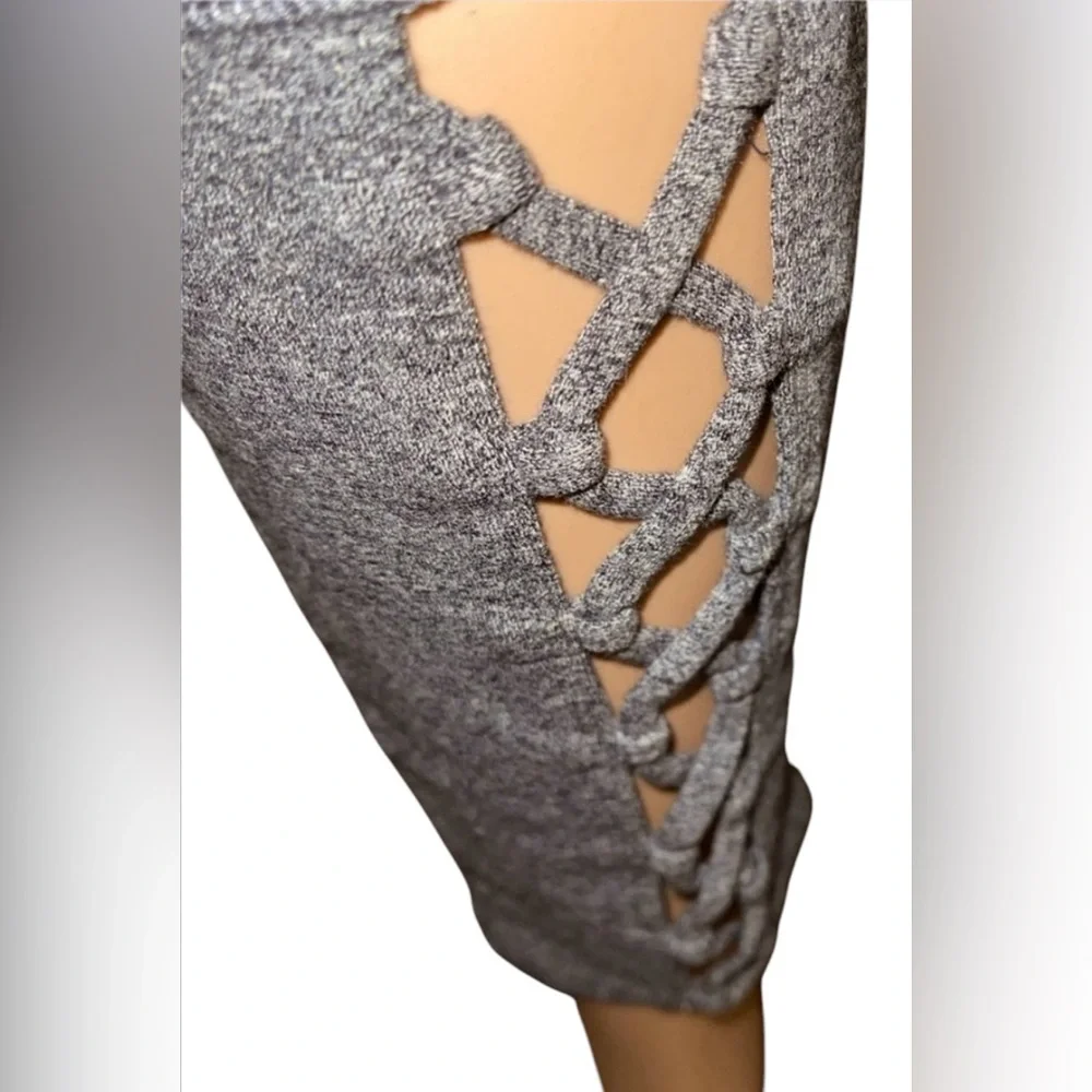 DONNA KARAN ACTIVE LEGGINGS PANTS ANKLE WOMEN CUT OUT BACK COLOR GREY SIZE LARGE - Picture 8 of 14